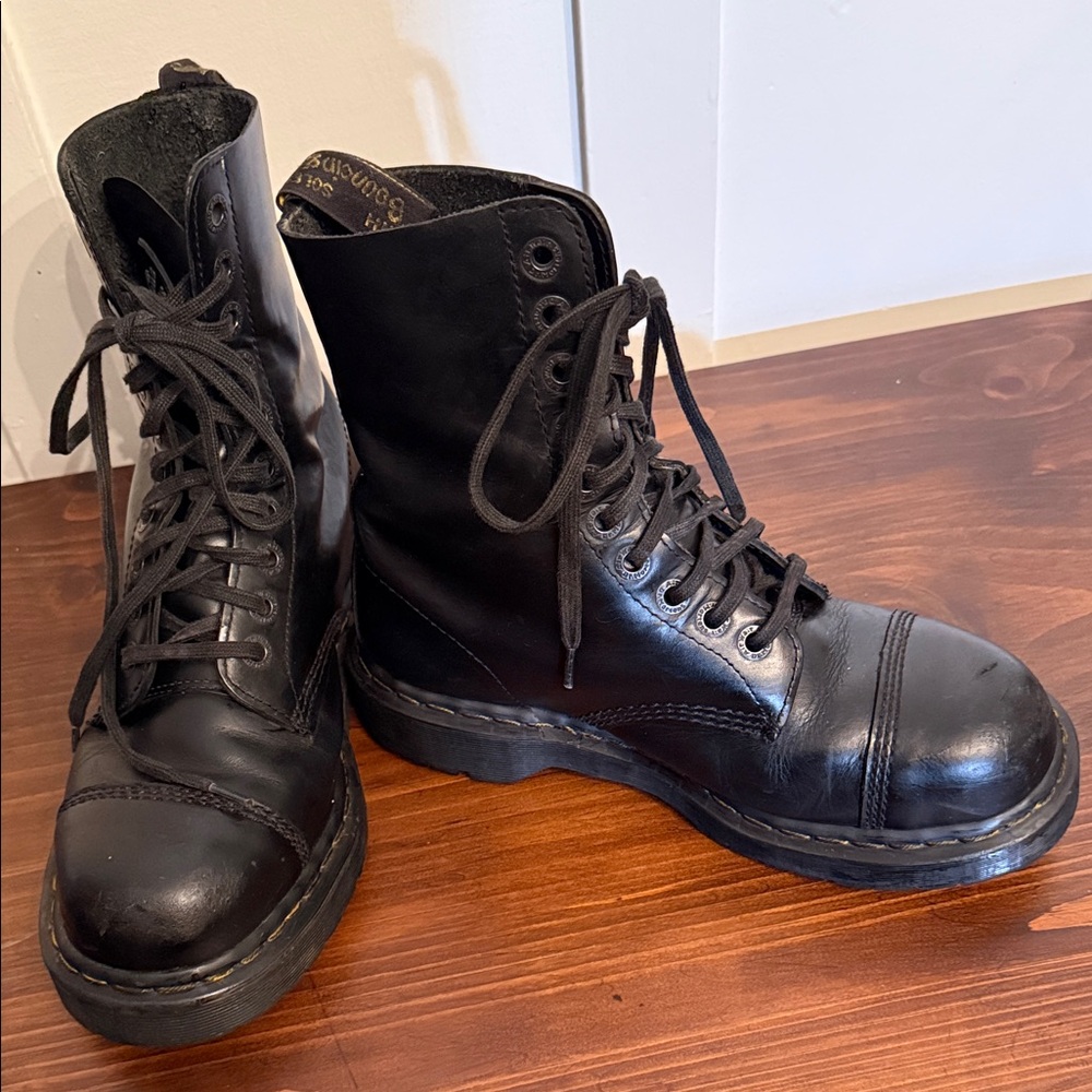 Dr. Martens Black Leather Lace-Up Combat Boots